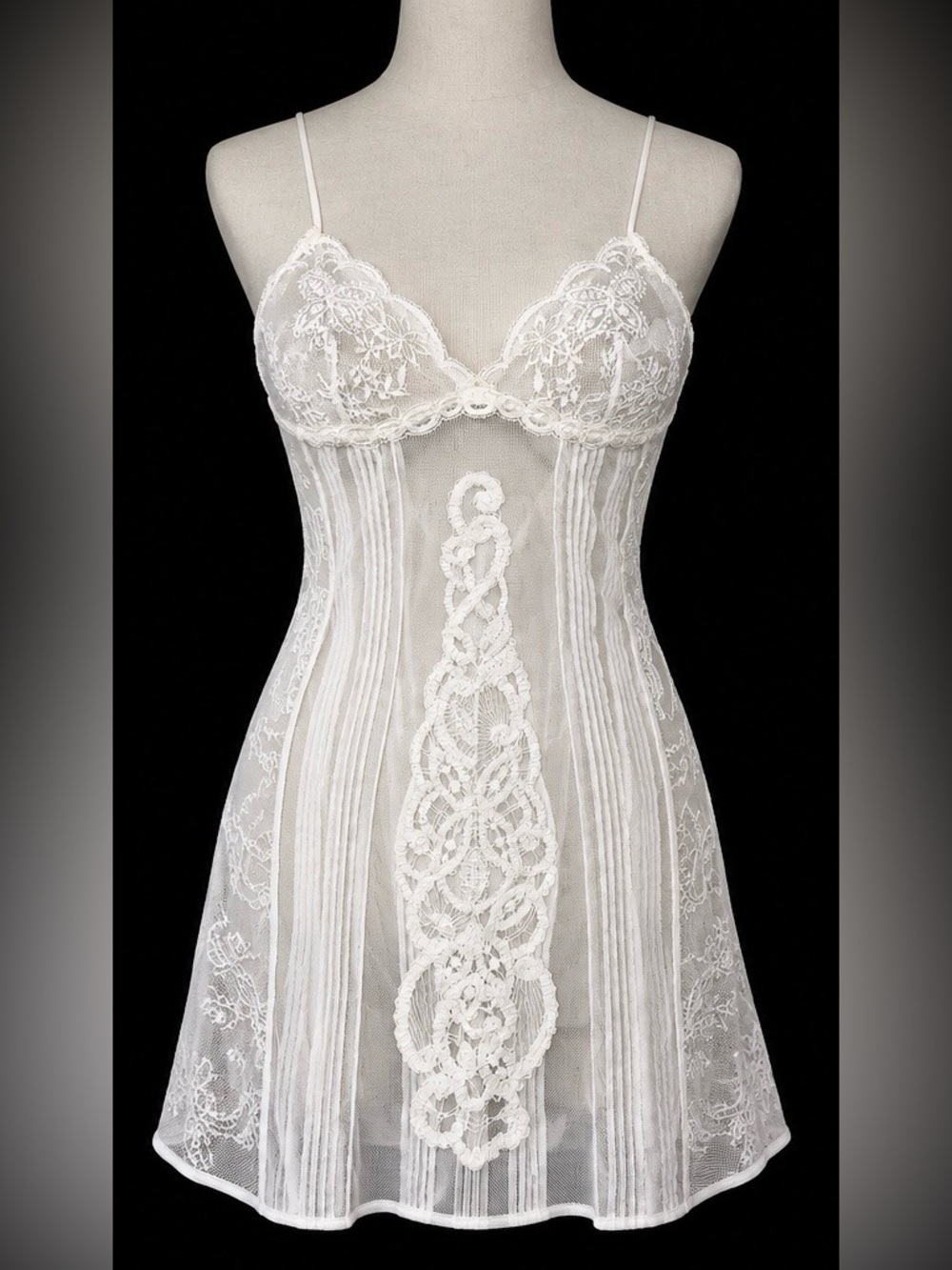 Vintage La Perla Ivory Lace Sheer Slip Dress Made in Italy Size 36 / US P